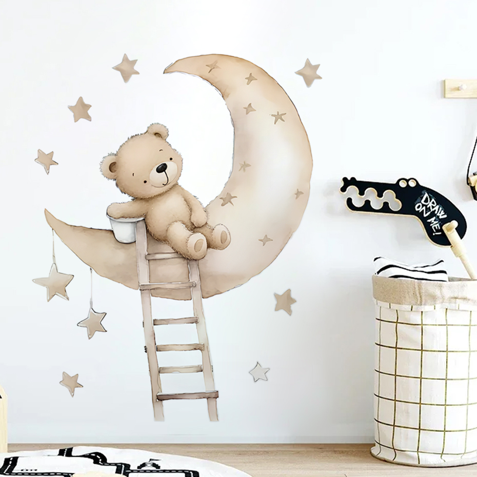 Cute Bear Star Cloud Wall Stic - Baby Girl Nursery Quotes ulasan dan harga