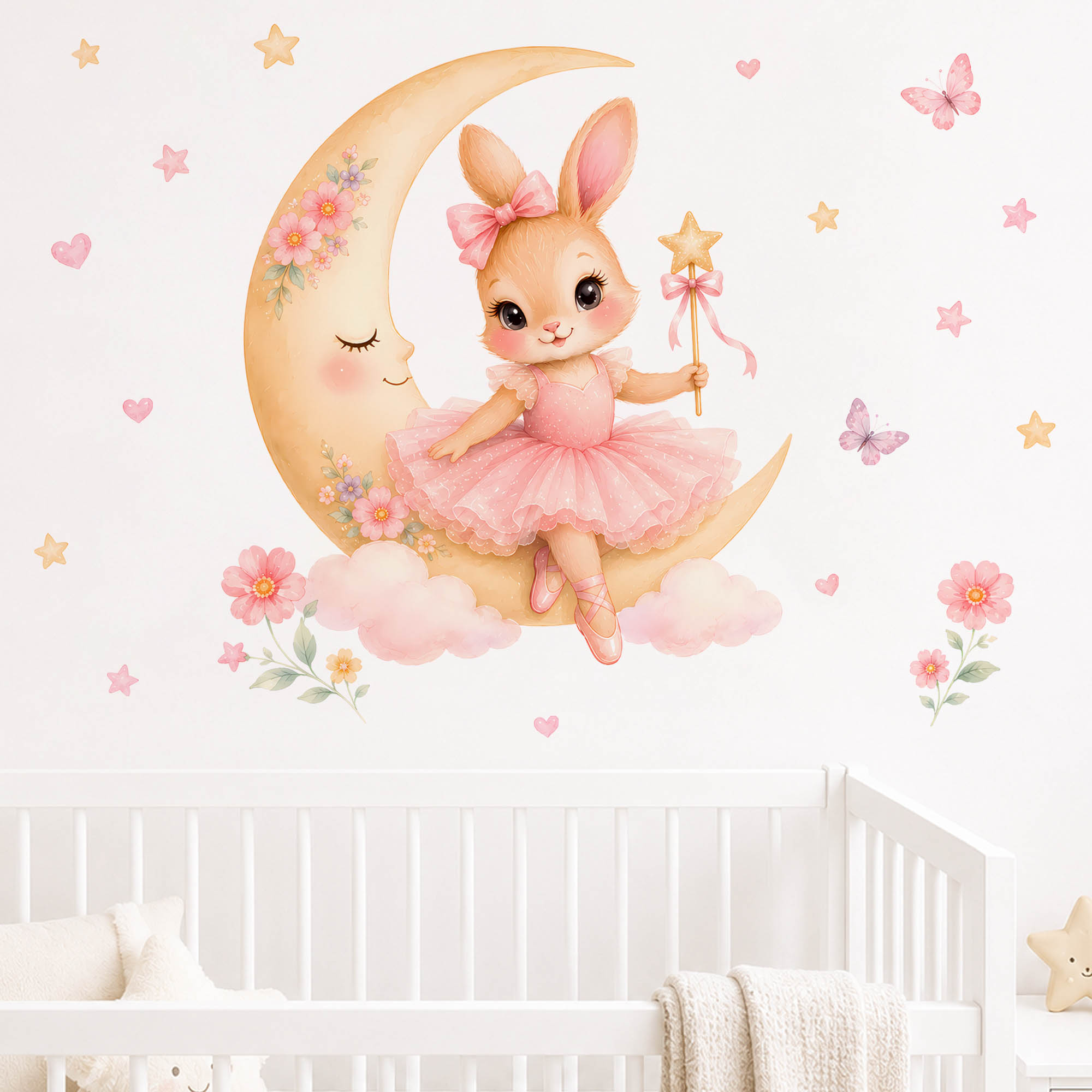 Watercolor Ballerina Bunny Moo - Baby Nursery Decor Girl ulasan dan harga