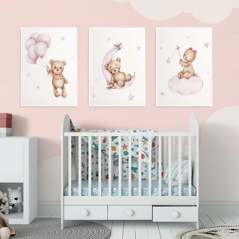 Bear Nursery Wall Art Decor Te - Baby Nursery Decor Girl ulasan dan harga